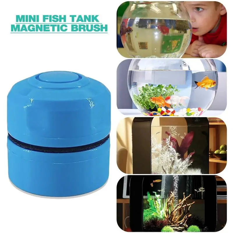 Fish Tank Brush Magnet Aquarium Mini Magnetic Glass Cleaner Mini Scrubber Tool Double Sided Algae Moss Removal For Fish Aquarium