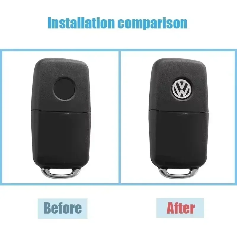 3PCS Car Metal Emblem Stickers Auto Remote Key Logo For  Volkswagen VW GTI Rline Passat Golf Polo Touareg Jetta Tiguan 14mm - view 6