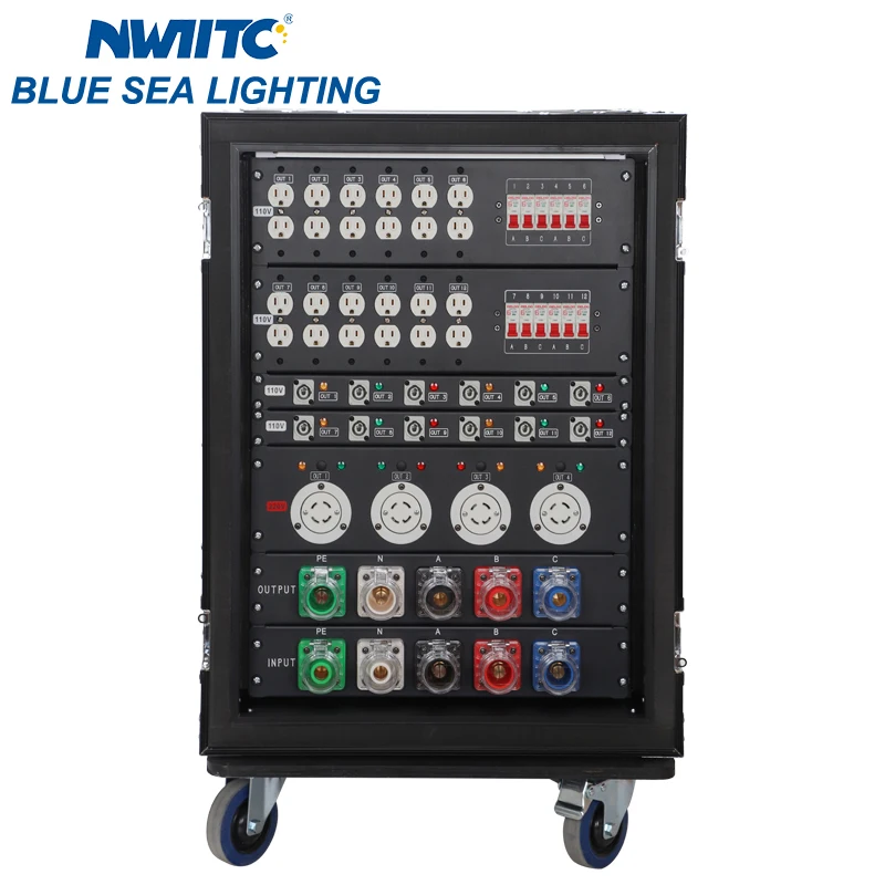 12-Channel 110V American Plug Power Distribution + 4-Channel 220V L14-30 + 12-Channel 110V Output 63A Power Distribution Box