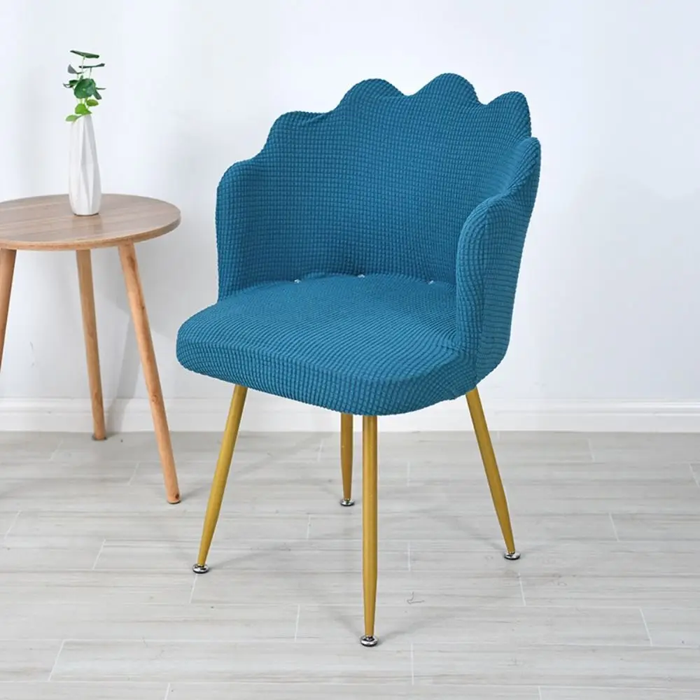 Elastic Petal Chair Cover Curved Polar Fleece Makeup Chair Cover Dustproof Soft Dining Table Chair Cover Reading Room Decor