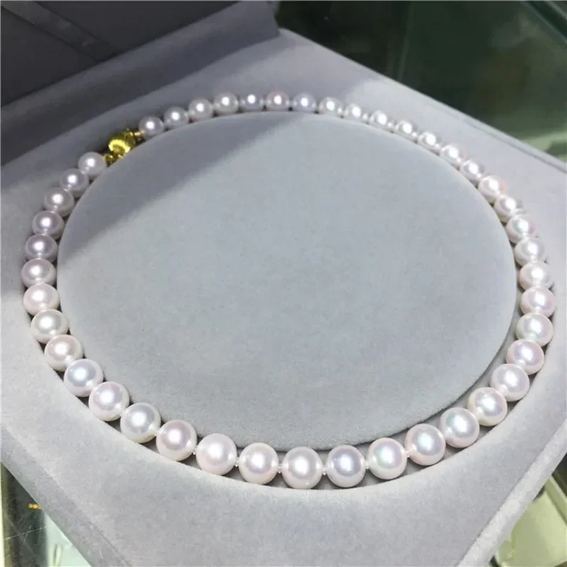 White Pearl Necklace 9-10mm Jewelry Gift for Women, Wedding & Party