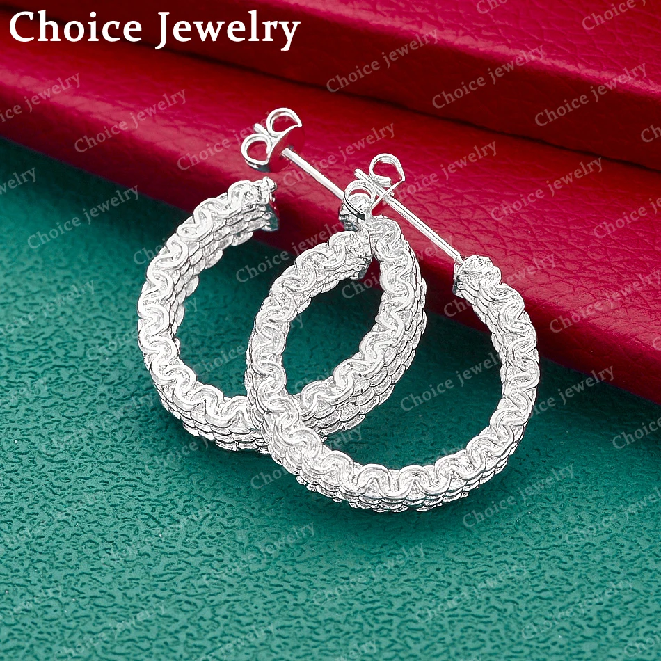 

925 Sterling Silver Chain Stud Earrings For Women Fashion Grace Classic Jewelry Birthday Gifts Party Wedding Accessories