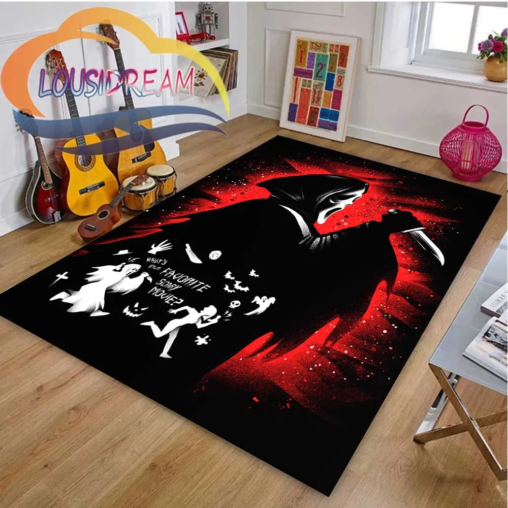 

Halloween Horrible Movie Vintage Posters Area Rug Large Carpet for Living Room Bedroom,,Playing Doormat Decor,Non-slip Floor Mat