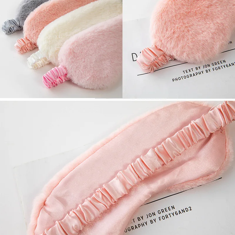 Cute Plush Imitation Rabbit Fur Sleep Eye Mask for Students Men Women Summer Nap Light Blocking Eye Cover