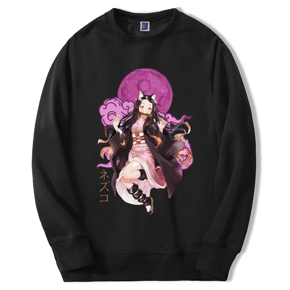 Demon Slayer Hot Japan Anime Hoodies Mens Nezuko Manga Graphic Crewneck Sweatshirt Fleece Oversize Loose Streetwear Moletom