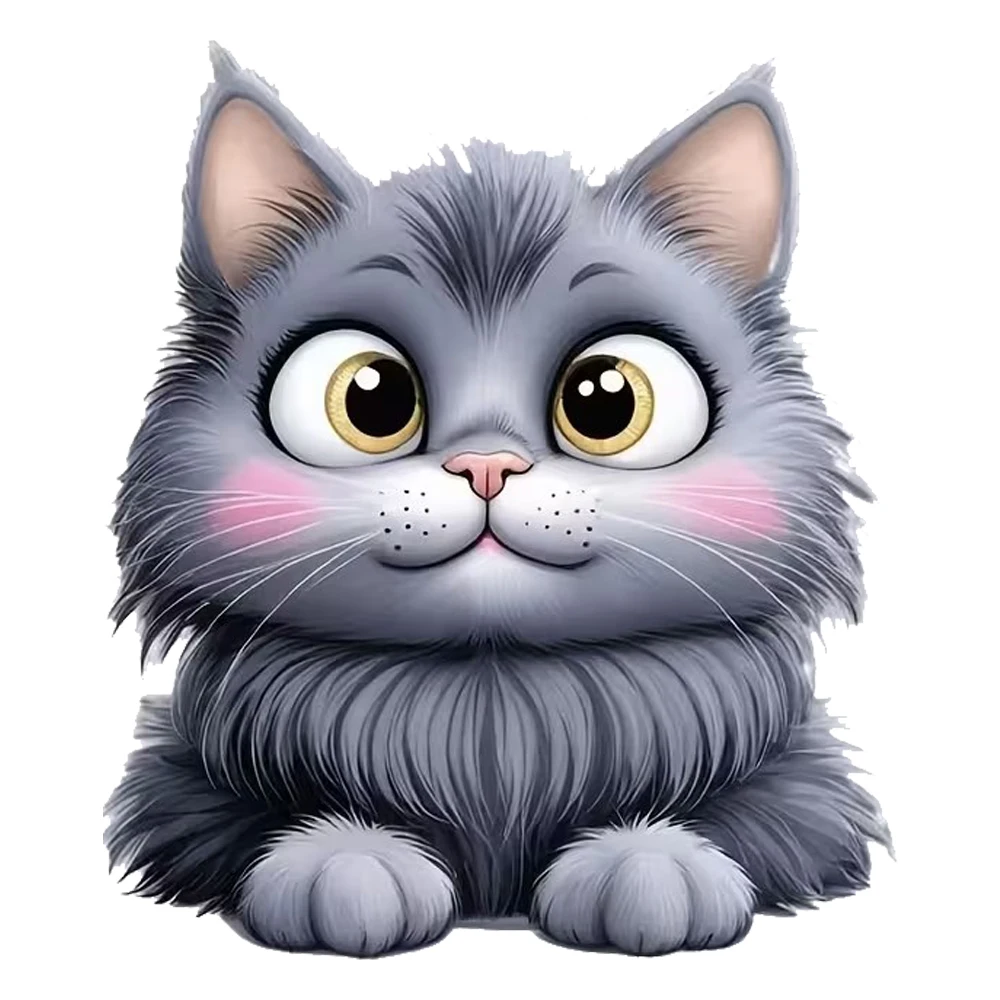 15cm Cute and Fluffy Gray Cat Car Sticker, Suitable for Laptop, Car, Truck, Van, SUV, Motorcycle, Wall, Bumper, Window