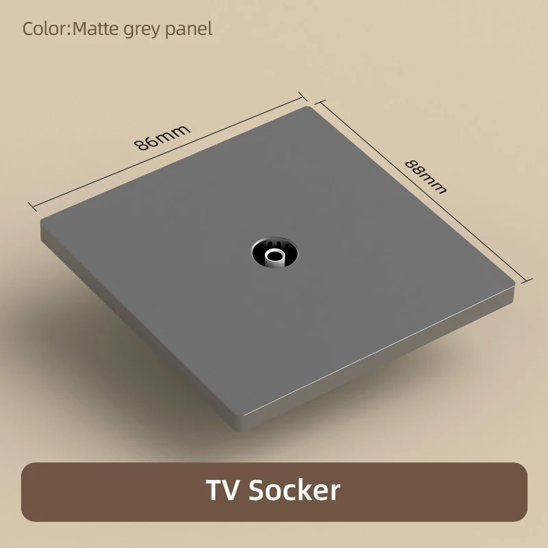 TV/TEL/PC Multimedia wall plug Brushed Black Wall Switch Universal Switch Premium Wall Switch Socket Ultra-Slim Standard Panel