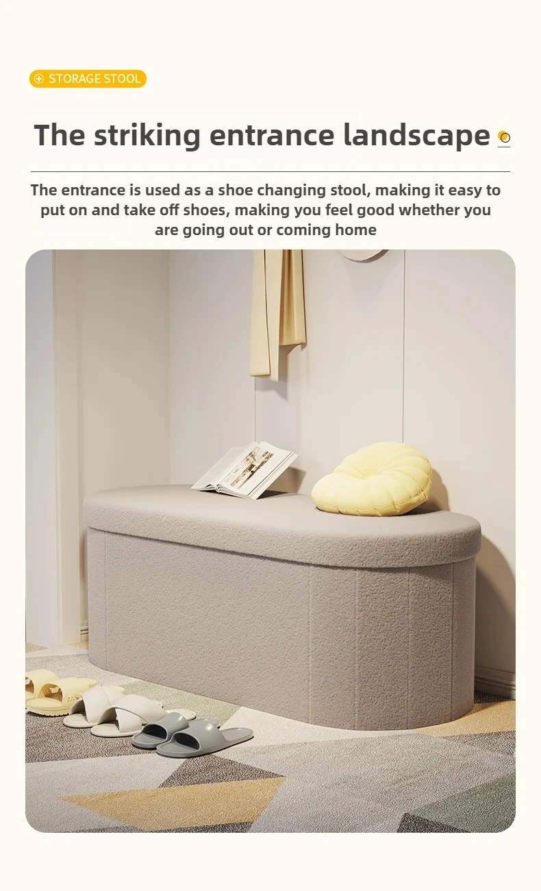Nordic Folding Storage Stool Entrance Hall Sitting Shoe Stool Living Room Rest Sofa Seat Storage Home Furniture Bed End Stool