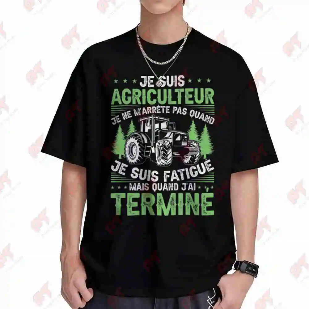 French Farming Slogan Tractor I Am A Farmer Short Sleeve Tee 100% Cotton T-Shirt