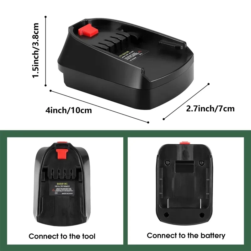 BOSB18C Adapter for Bosch Li-ion Battery BAT618 BAT609 on Home Lithium Electrical Power Tool Replace All 18V Green Blue Adapter