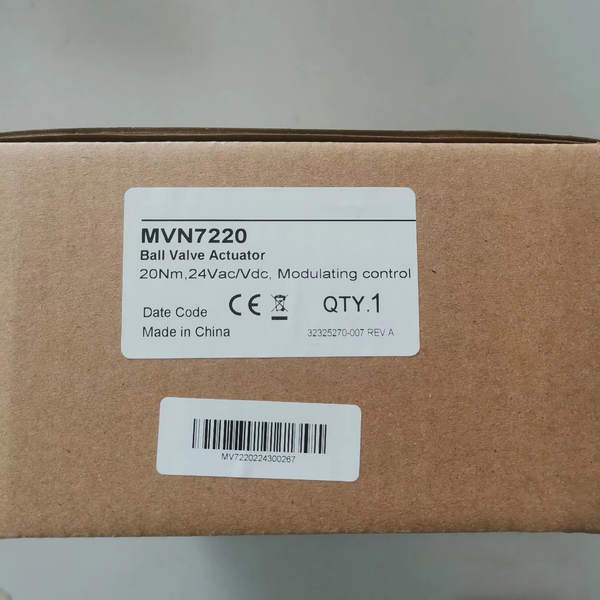 

MVN7220 for Honeywell Ball Valve Actuator,20Nm,24Vac/Vdc,Modulating Control