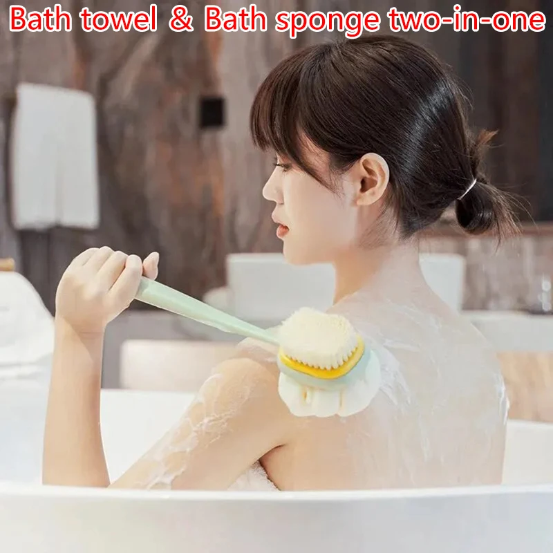 1PC Super Soft Loofah Back Scrubber Long Handle Shower Body Brush With Soft Mesh Sponge For Women Skin Exfoliating Bath, Massage