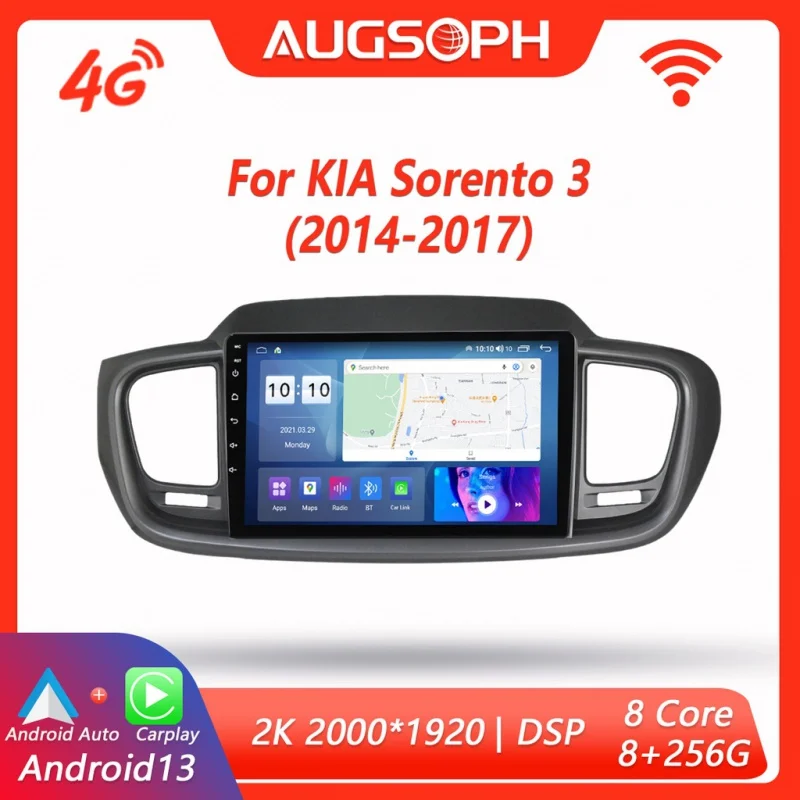 

Android 13 Car Radio for KIA Sorento 3 2014-2017, 10inch 2K Multimedia Player with 4G Car Carplay DSP & 2Din GPS Navigation