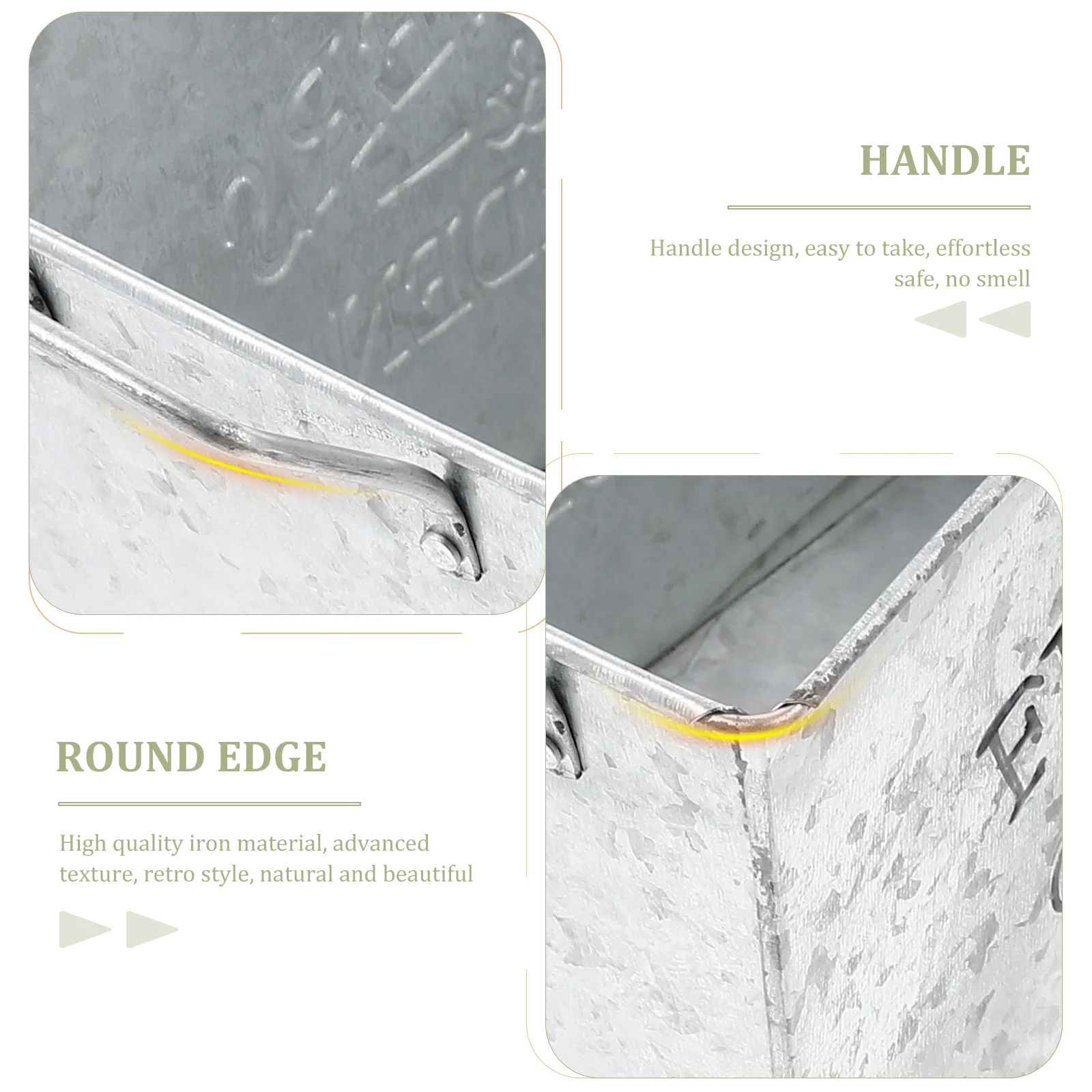 

1Pcs Iron Art Binaural Flower Pot Minimalist Design Galvanized Rectangular Planting Basin Garden Balcony Vegetable Nursery Pot