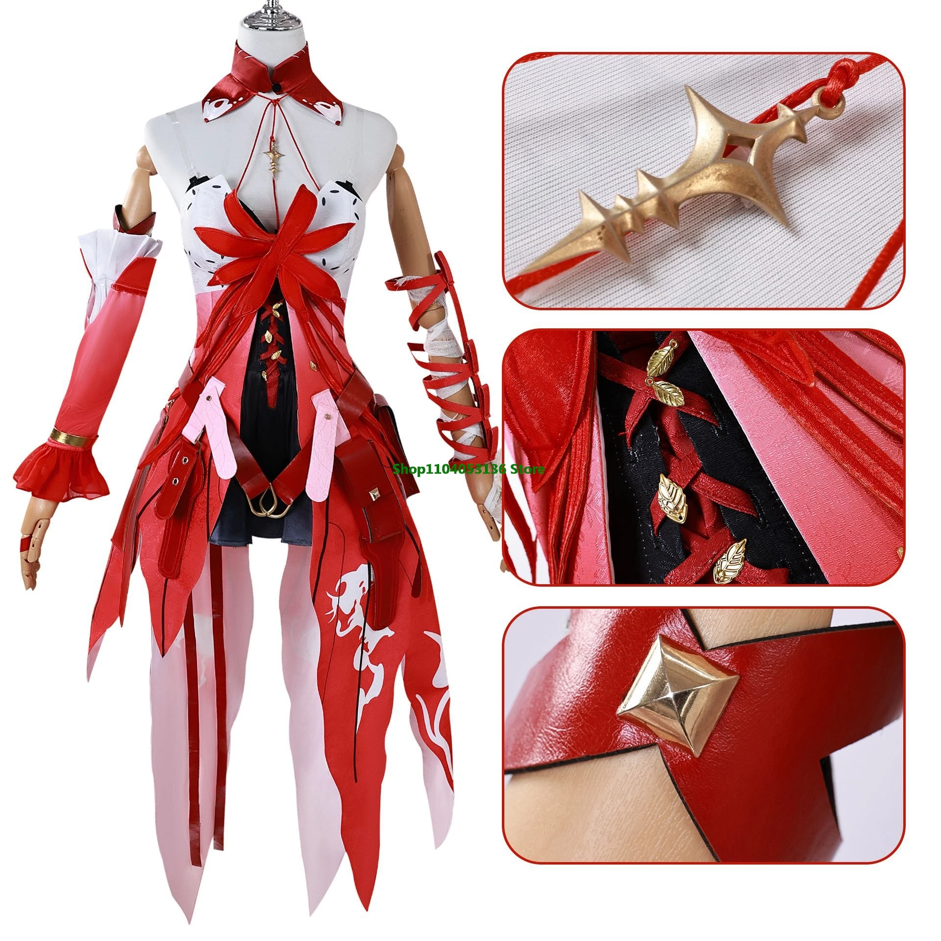 Game Wuthering Waves Phrolova Red Spider Lily Suit Gorgeous Dress Uniform Cosplay Costume Wig Halloween Party Outfit Women