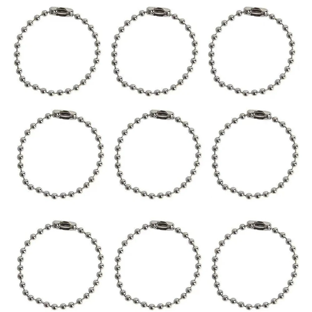 50pcs 10/12/15/20cm Stainless Steel Ball Bead Chain Connector Clasp For DIY Dog Tag Key Rings Jewelry Finding Making Accessories