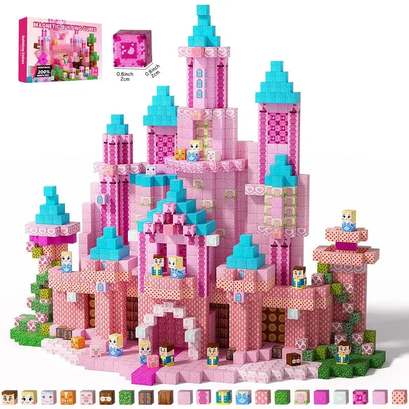 

Pink Princess Castle Magnetic Tiles, 150pcs Montessori STEM Toys for Girls Ages 3–8, Building Blocks for Creative & Sensory Play