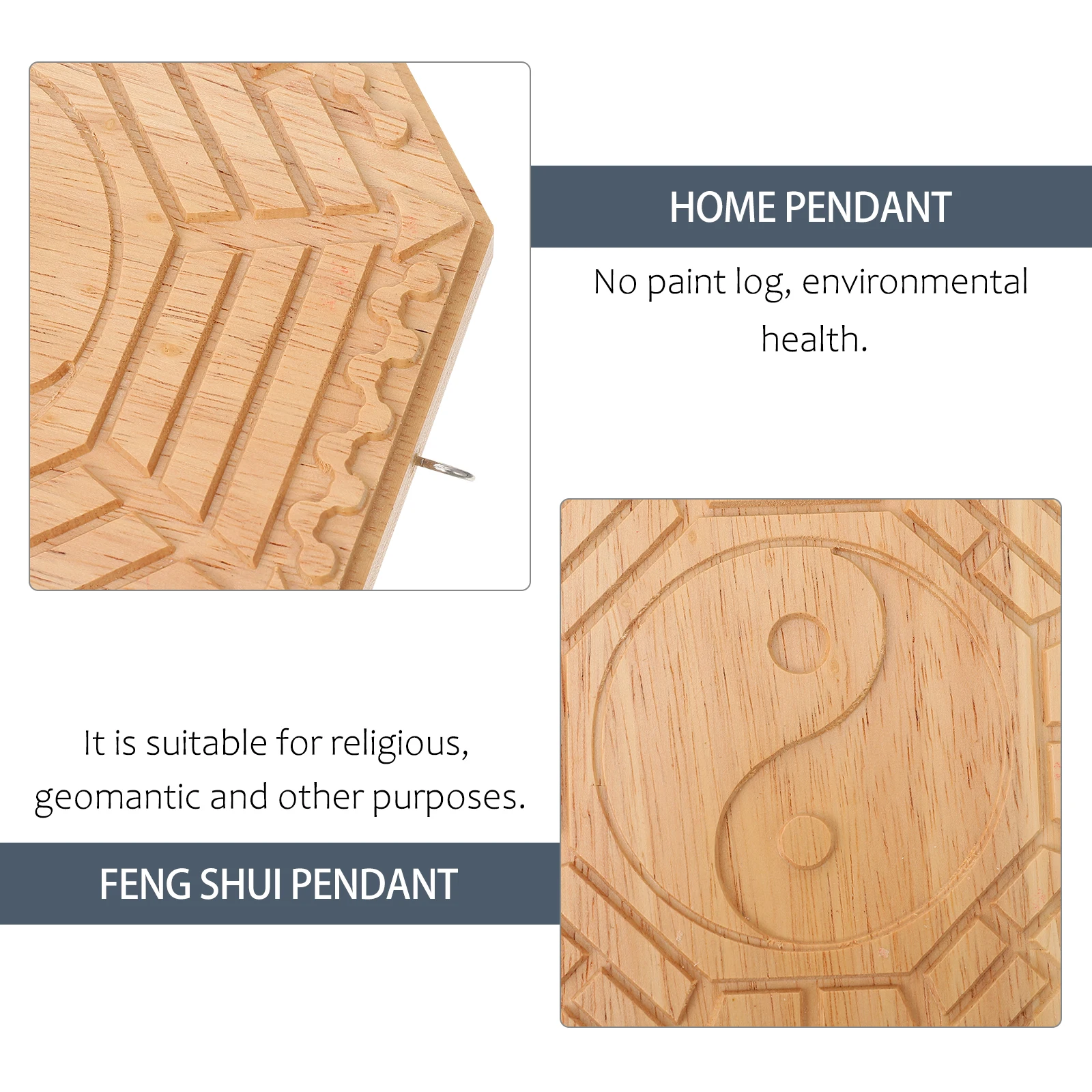 

1Pc Bagua Mirror Wooden Feng Shui Home Pendant Creative Evil Exorcism Ornament Blessing Supply for Family Prosperity