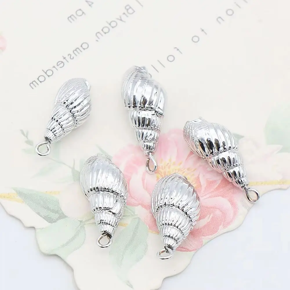 

Silver-color Plating Conch Shape Shell Single Hole Pendants Accessory 5 Pcs For DIY Making Punk Necklace Key Chain Jewelry Gift