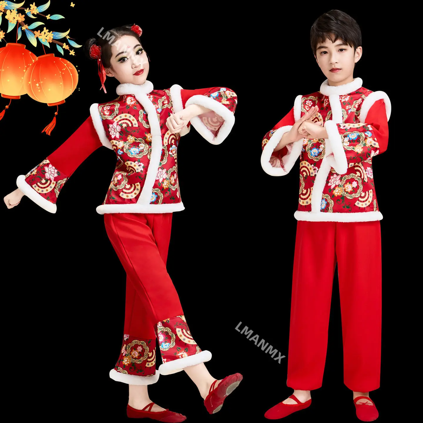 

Новый детский праздничный костюм для выступлений Янгэ, костюм для выступлений с фонарями, костюм для барабанных выступлений на Весеннем фестивале