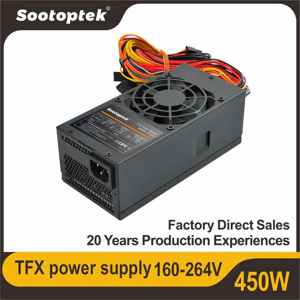 Fuente de alimentación para PC TFX 450W de amplio voltaje 160-264V 80PLUS ventilador de conmutación silenciosa con certificación de bronce de 8CM Compatible con carcasa TFX