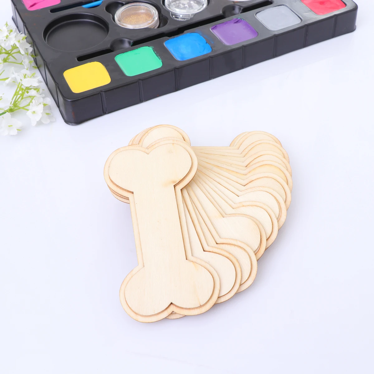 

24pcs Unfinished Wood Bone Cutouts Smooth Diy Wooden Crafts For Painting Decorating Art Projects Wood Cutouts Handicraft