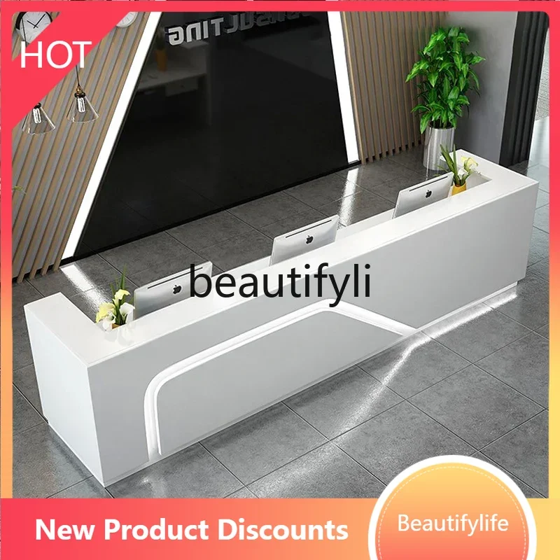 

Asmt51Company Front Desk Reception Desk Hotel Welcome Office Bar Table Simple Modern Beauty Salon Lacquer Cashier Desk Customiza