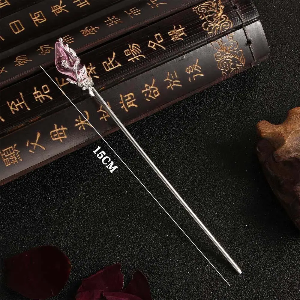 1PC Chinese Vintage Style Hanfu Hair Stick Classic Metal Glaze Hair Fork Hair Chopsticks for Women Jewelry Accessories