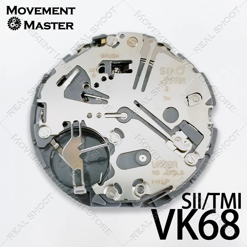 นําเข้าญี่ปุ่น VK68A การเคลื่อนไหว VK68 มัลติฟังก์ชั่นควอตซ์นาฬิกา Mouvement อุปกรณ์เสริมแบตเตอรี่