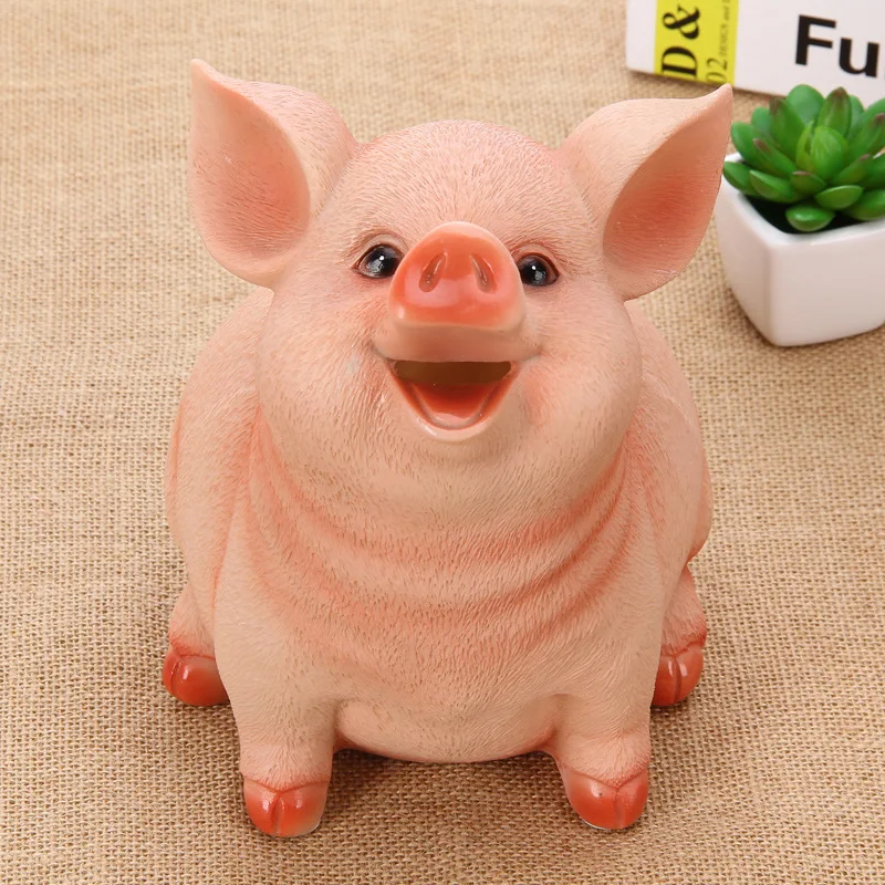 Desktop Resin Piggy Bank Children Cute Pig Piggy Bank Coin Saving Box Jar Coins Organizer Storage Box