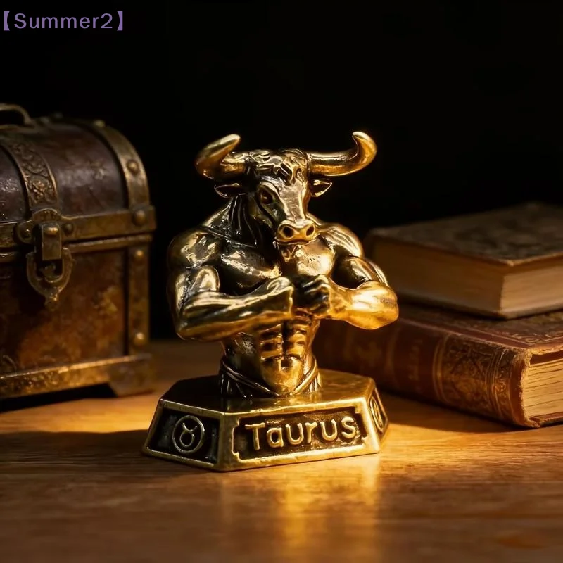 Vintage Brass 12 Constellation Figurines Fine Craftsmanship Perfect For Desk Decor Astrology Enthusiasts Gifts〔Sum2〕