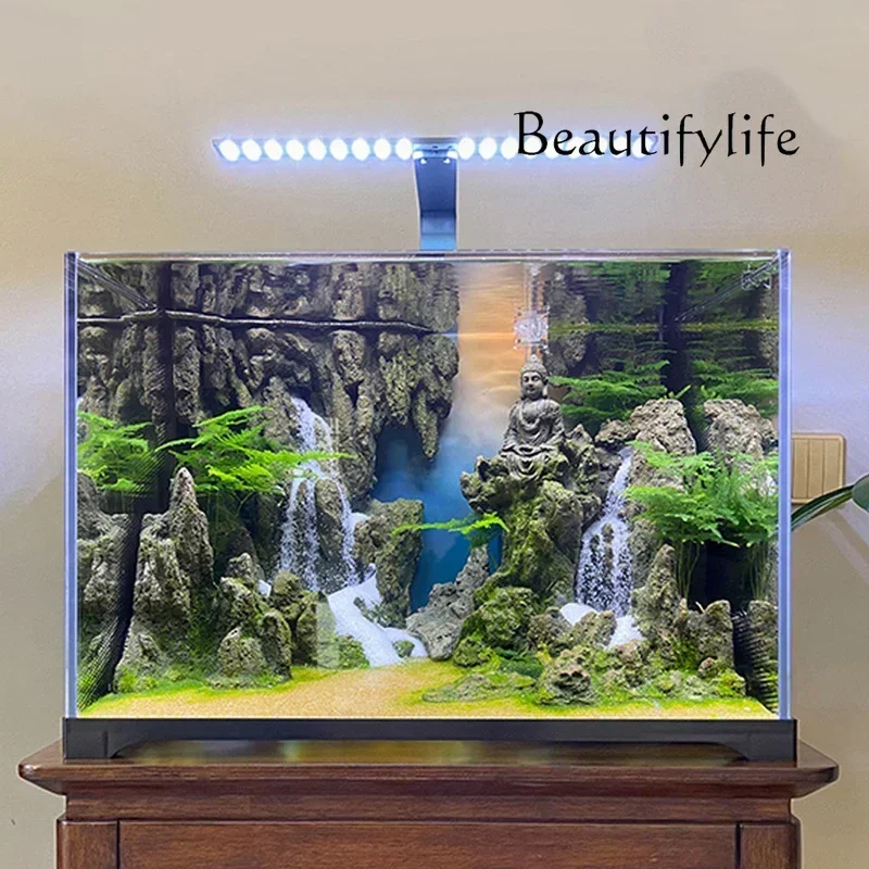A63  AEcological tank Micro landscape fish tank Quicksand waterfall landscaping Water and land  Grass tank Aquarium entrance