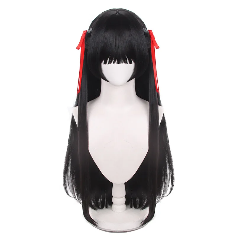 Anime CHISA Cosplay Perücken mit Roten Band 80 cm Lange Spiel Wuthering Waves Cosplay Hitzebeständige Synthetische Haar Frauen + perücke Kappe