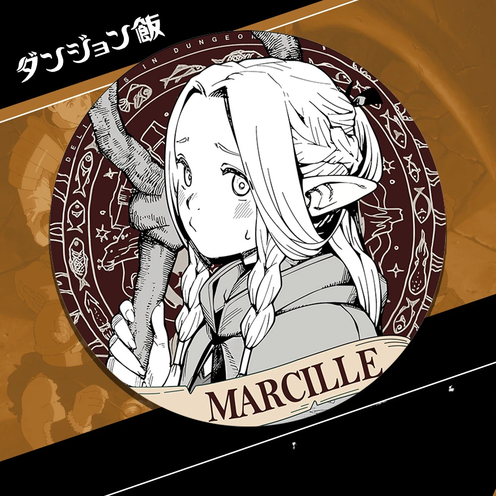 58MM New Marcille White Character Brown Background Costumes Badge Tinplate Attractive Accessories Adorable Waterproof Supplies