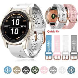 For Garmin Fenix 8 43m 7S 6S Pro 5S Plus Band Bracelet Silicone Quickfit 20mm Women Strap Rose Gold Buckle Breathable Watchband
