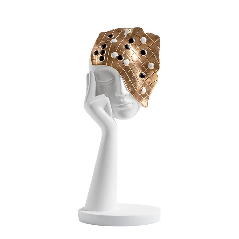 Abstract Bust Character Sculpture Checkerboard Wine Cabinet Decoration Modern Irregular Statue Gift Home Decor