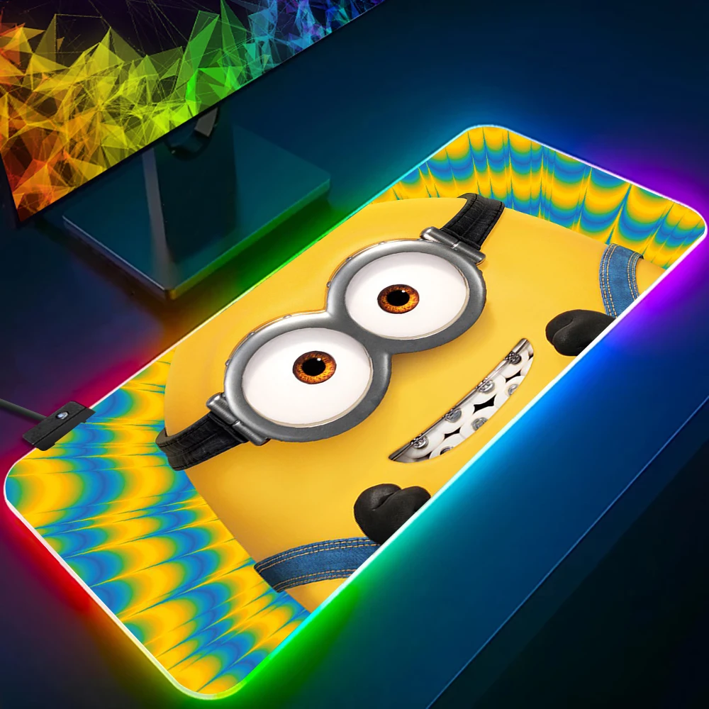 

Cute Cartoon M-Minions RGB Pc Gamer Keyboard Mouse Pad Mousepad LED Glowing Mouse Mats Rubber Gaming Computer Mausepad