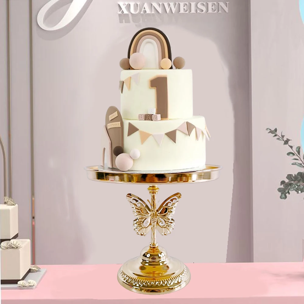 1Pcs Butterfly shaped Metal Cake Stand with Acrylic Mirror cake stand and cake plater expensive and elegant  for babyshow cake