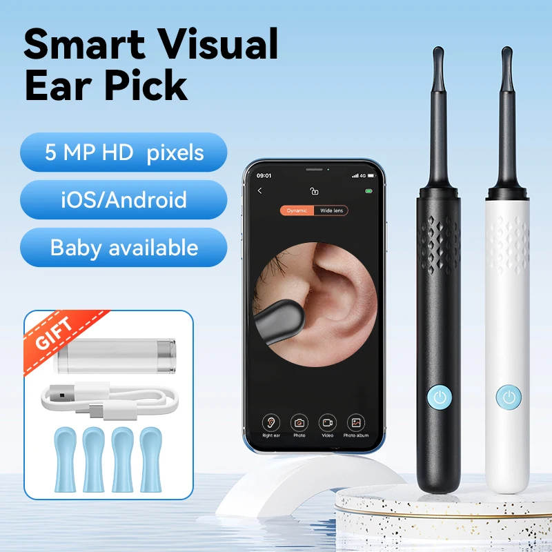 WIFI Visual Ear Cleaner Otoscope Camera with 6 LED Lights 4.0mm Mini Ear Wax Removal Tool With Camera Take Video 500W HD Earpick