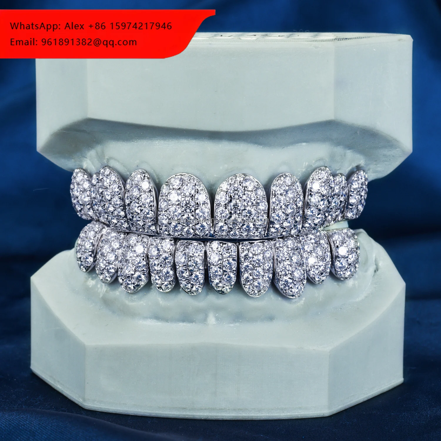 

Factory Custom Men Women Top Bottom 2 4 6 8 10 S925 Silver 10K 14K 18K Solid Gold D VVS Moissanite Diamond Grillz For Teeth