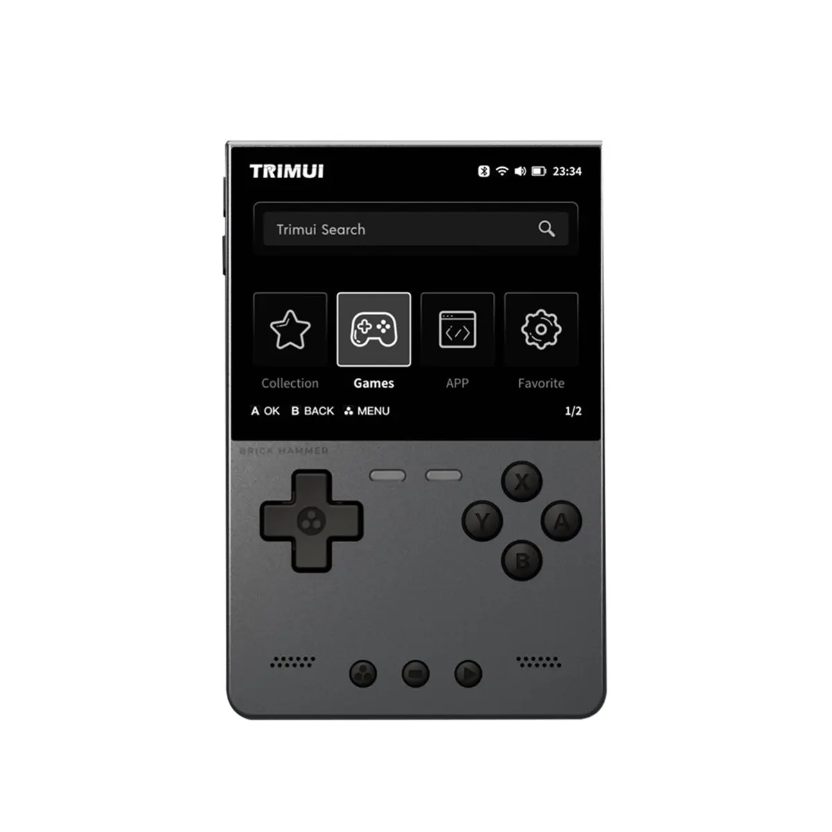 ■★New Arrival Fashion   BRICK Hammer Retro Handheld Game Console 3.2Inch IPS Screen Metal Exterior Key LED Lighting 64GB,Dark Gr