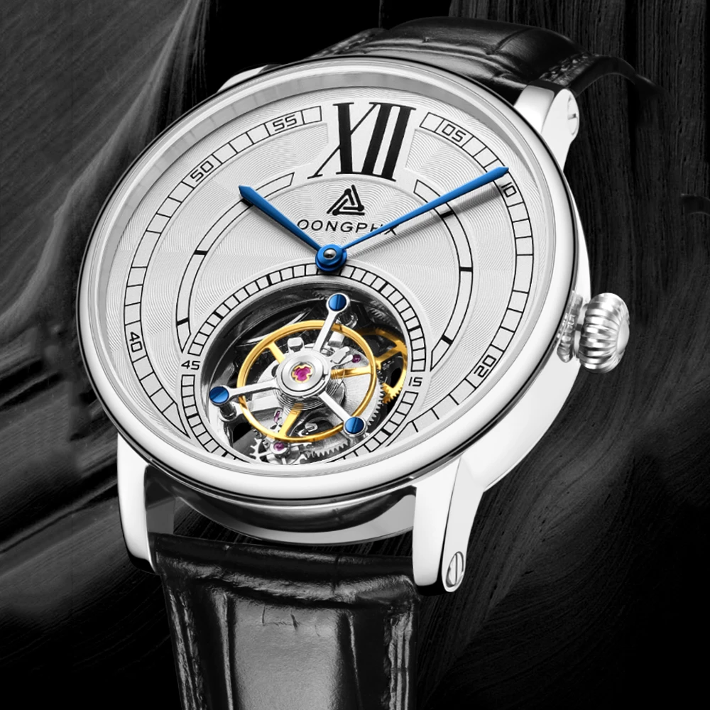 

Luxury Tourbillon Watch Men Business Hand Wind Mechanical Wristwatches 41mm Sapphire Crystal 5Bar Water Resistant Clock LOONGPHX