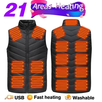 Yeni 21 alanlar isıtma yelek erkek USB kızılötesi ısıtmalı ceket akıllı kendinden ısıtma giysi kar hafif aşağı pamuk yastıklı yelek