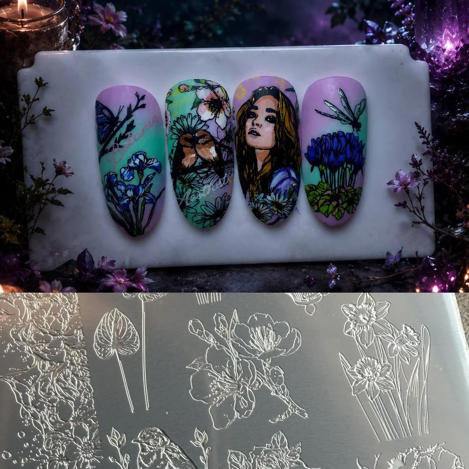 XMQ NAIL ART STAMPING PLATES BIRDS BUTTERFLY TEMPLATES FLOWERS IMAGEPLATES