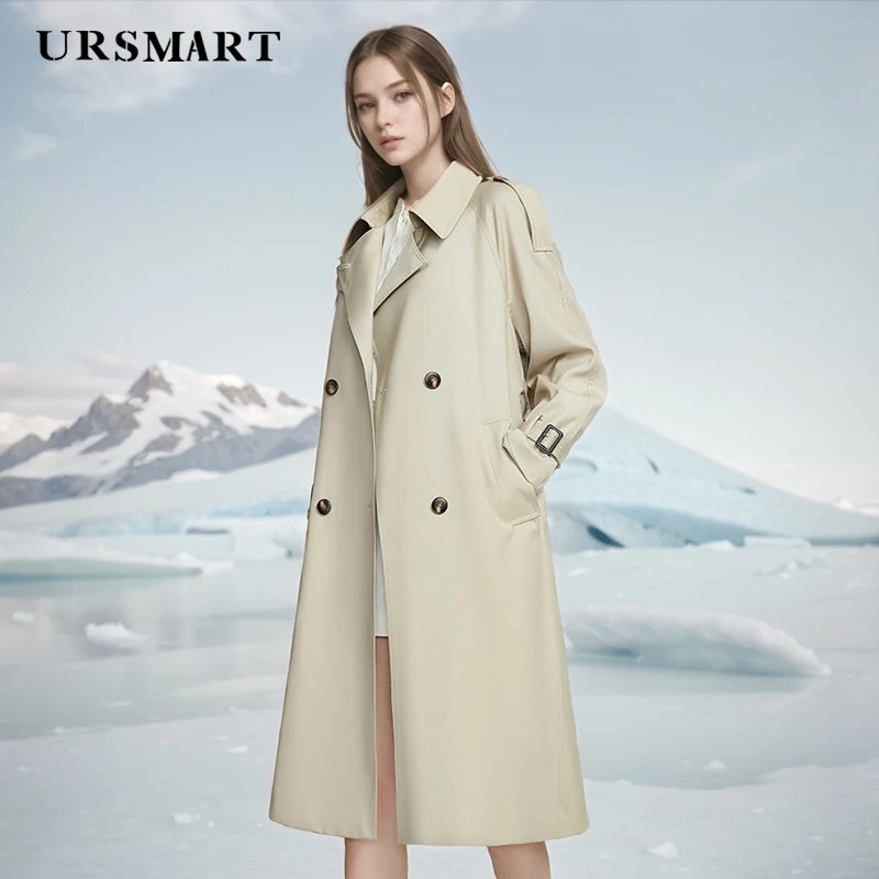 Stylish Over-the-Knee Women's Trench Coat – High-Quality British Design Rain-Resistant