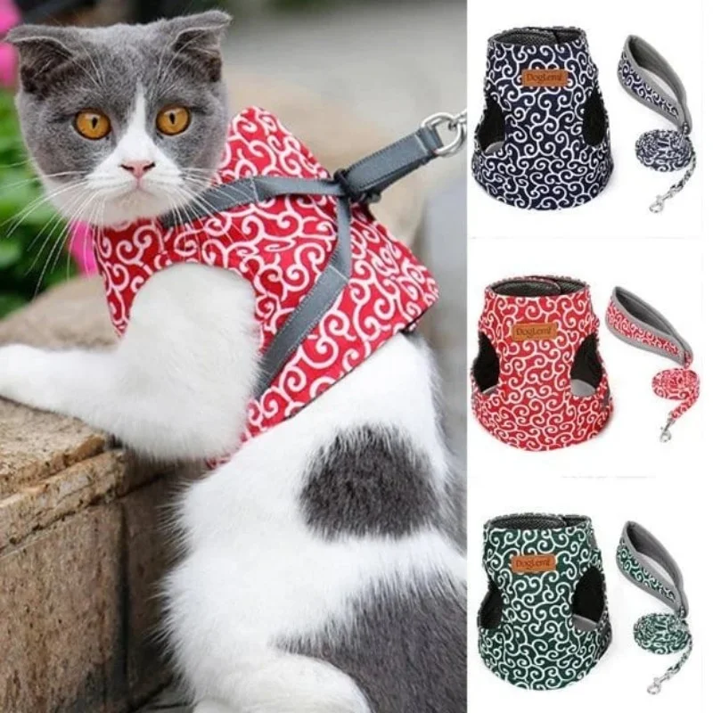 Pets s Vest Harness and Leash Anti-break Away Chest Strap Clothes Breathable Pet Vest Leash Anti-Escape Cat Harness