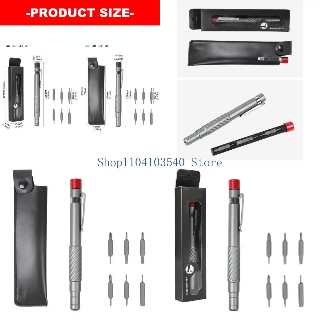 02DC Pen Screwdriver Set with Aluminum Handle, Steel Components, Internal Storage and Pocket Clip for Watch Maintenance