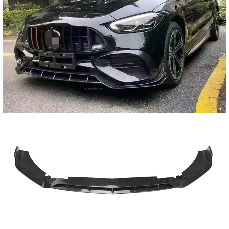 

3 шт., передний спойлер из углеродного волокна для Mercedes Benz C Class W206 2022+ Sline, 4-дверный передний бампер в стиле AMG, губа