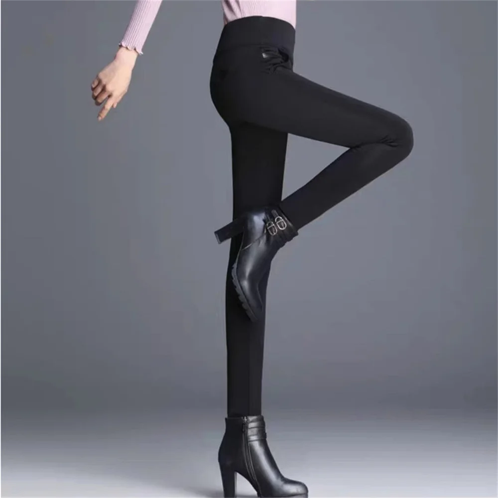 Winter Thermal Leggings Women Plus Size Slim Stockings Elastic High Waist Solid Color Tights Plush Thickened Velvet Pantyhose