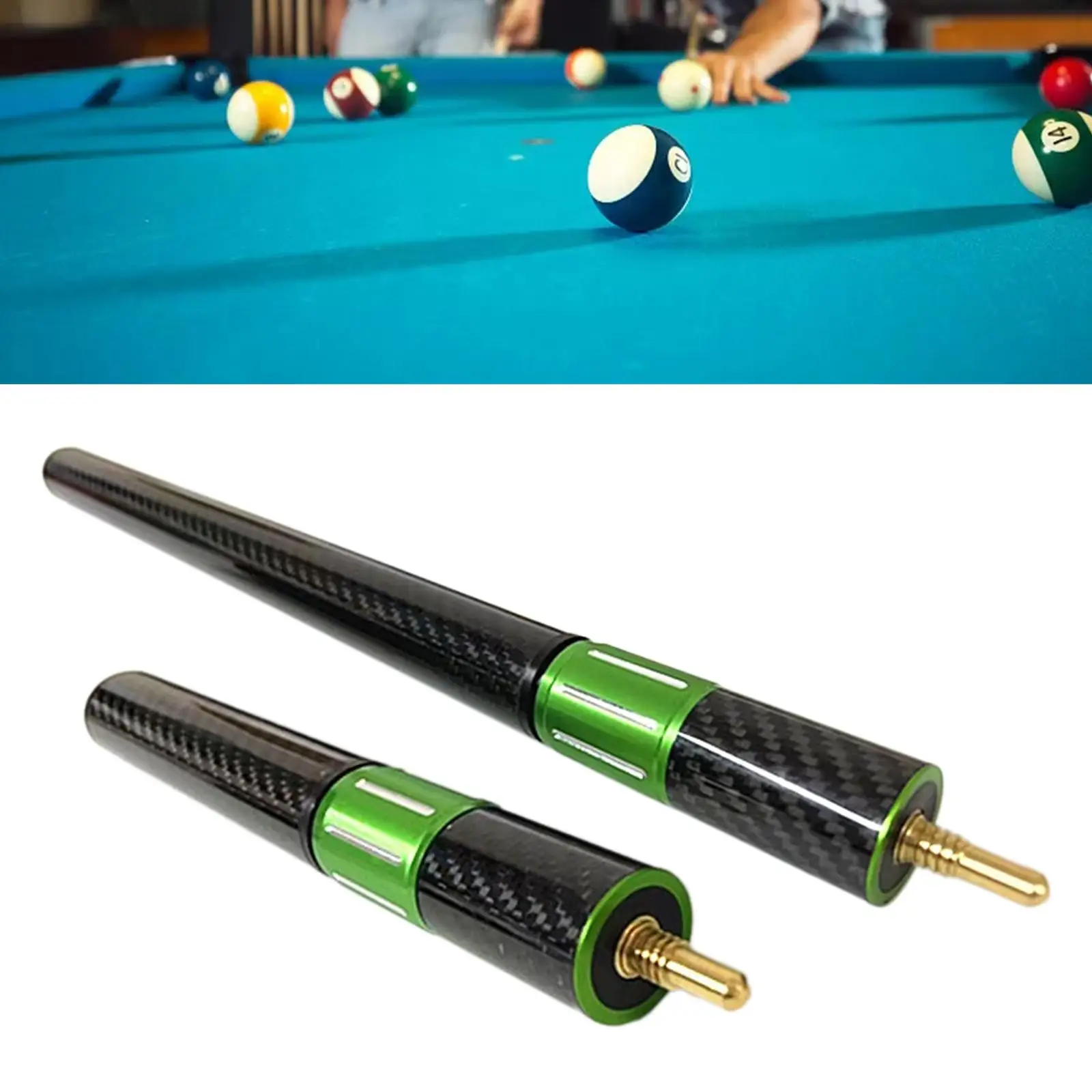 Leve Piscina Cue Extensão, Liga De Alumínio, Alongar Ferramenta, Snooker, Fibra De Carbono, Portátil, Confortável